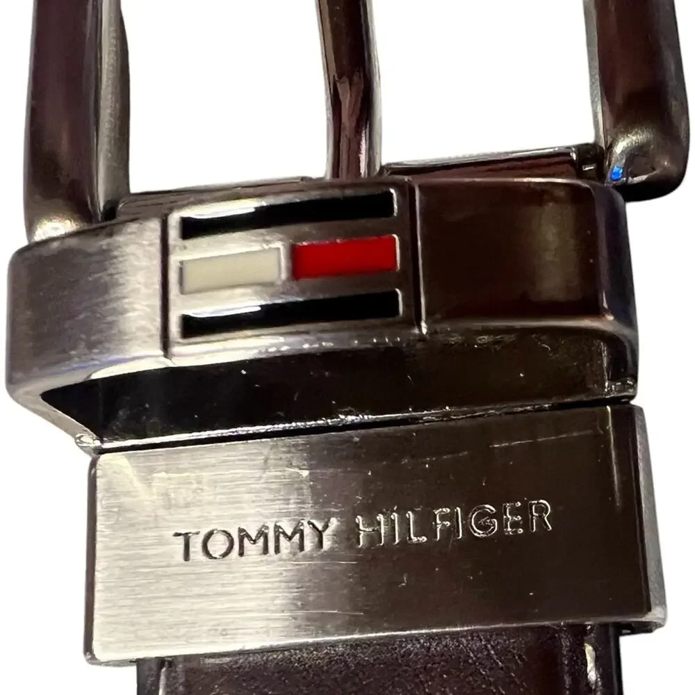 TOMMY HILFIGER LEATHER BELT Brown Black Leather Men’s Size 38 FAST SHIP 1343-24